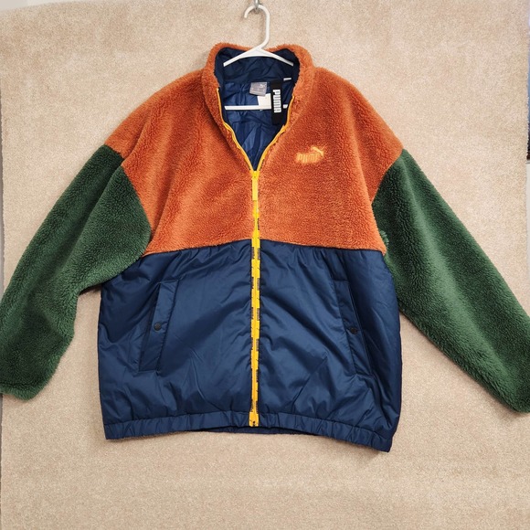 Puma Other - Puma Multicolor Colorblock Full-Zip Lined Sherpa Jacket Men's Size XXL NWT